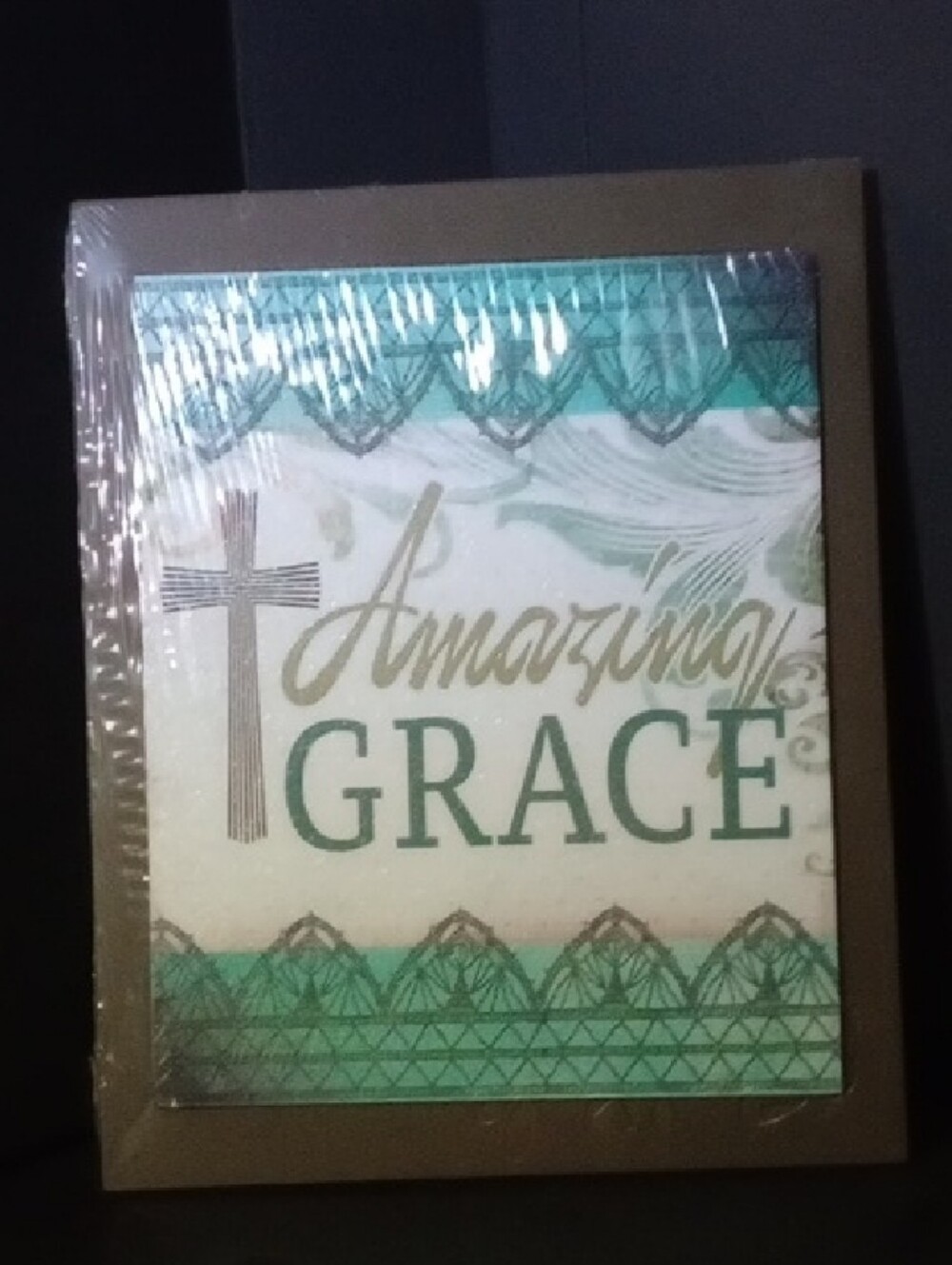 Amazing Grace Framed Wall Art - Teal and Gold